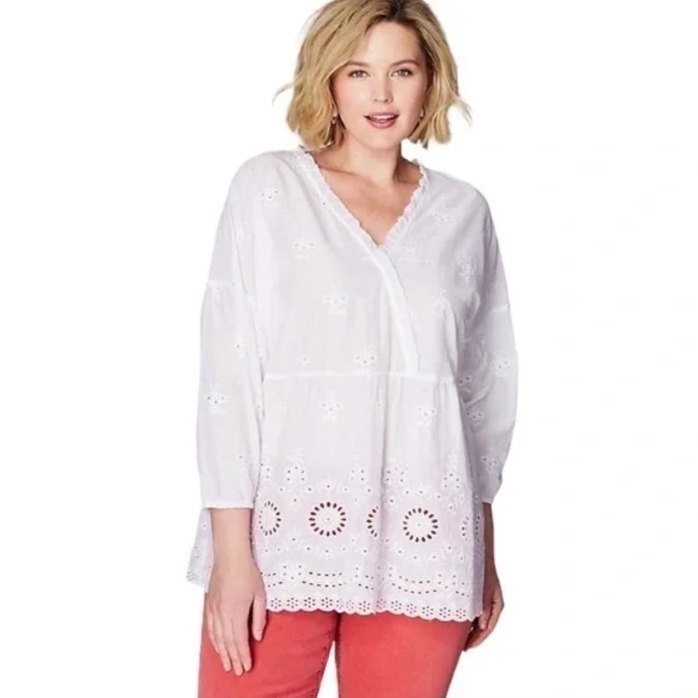 🌸SALE🌸J.Jill Cotton Eyelet White Top